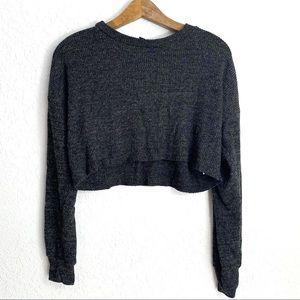 Wild Fable Grey Marled Cropped Knit Sweater